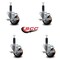 Service Caster 3'' Maroon Poly Swivel 1'' Expanding Stem Caster Set with Brake, 4PK SCC-EX20S314-PPUB-MRN-TLB-1-4 - alternate 3